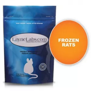 Bag of Layne Labs frozen rats. Title: Frozen Rats.