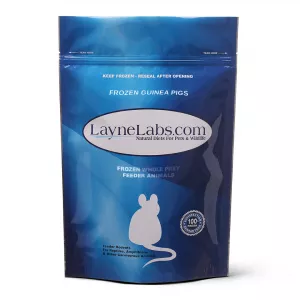 Bag of Layne Labs frozen Guinea pigs.